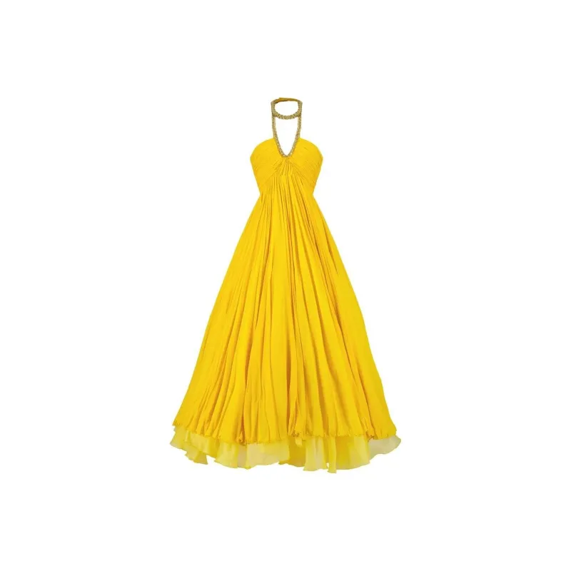 GIAMBATTISTA VALLI Sleeveless Dress Women's Sunflower Yellow-0