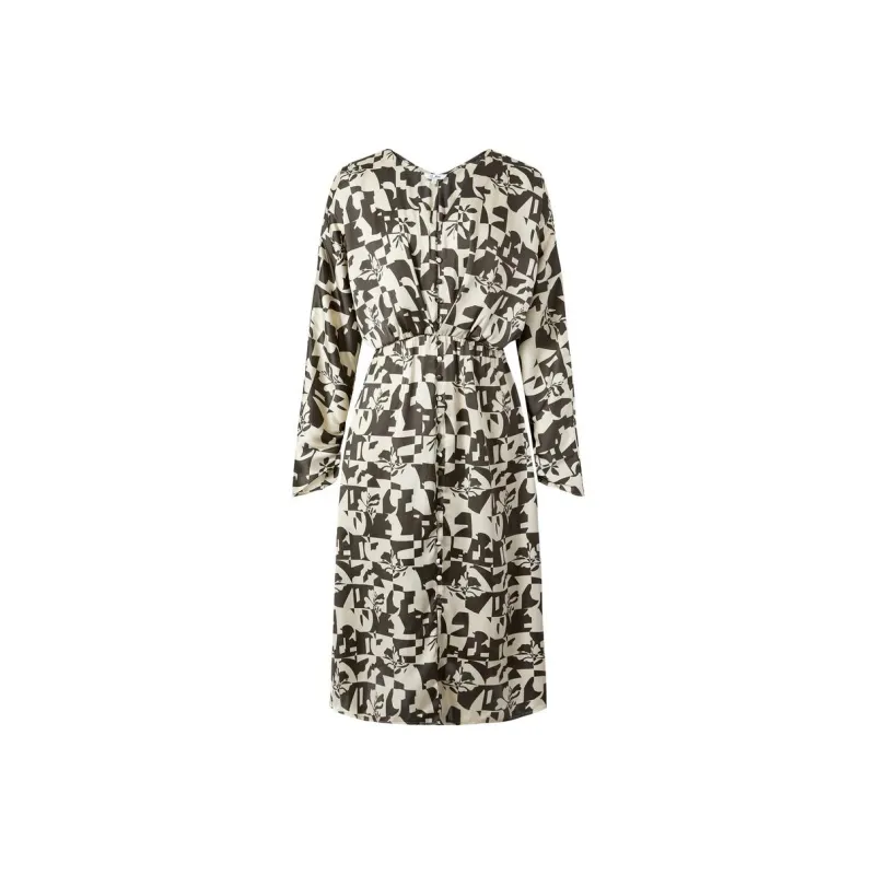 JZ. ANNAKRO Long Sleeved Dress Women's Floral Dark Coffee-0
