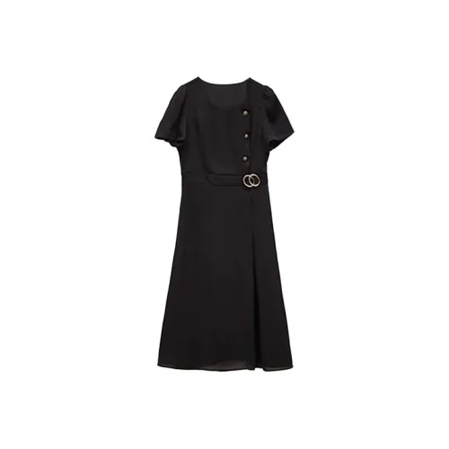 Mapping Short-Sleeved Dresses Women's Black