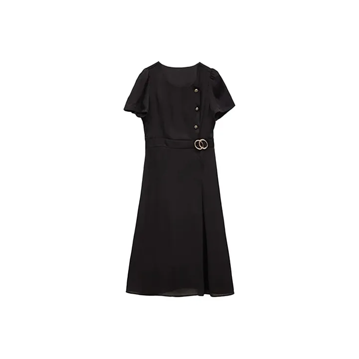 Mapping Short Sleeved Dresses Women's Black-0