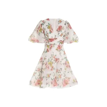 Zimmermann Floral Printed Pleated Mini Dress