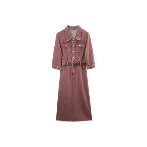 A Paradise For Awakening Long Sleeved Dresses Women's Rusty Red
