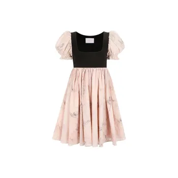 Selkie Collection SS25 Short Sleeved Dress Women's Pink With Sketch Print