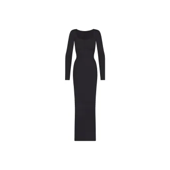 SKIMS BODY LONG SLEEVE LONG DRESS Long Sleeved Dresses Women's ONYX/Onyx