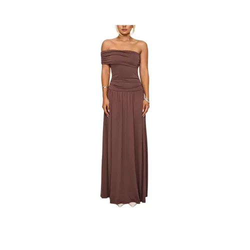 PRINCESS POLLY Decadence Strapless Maxi Dress Short Sleeved Dresses Women's BROWN/Brown