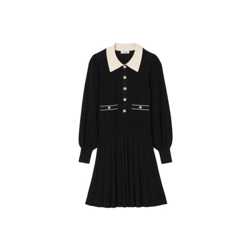Sandro Pleated Knit Dress-0