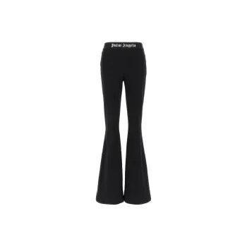 PALM ANGELS Logo Waistband Flared Leg Pants