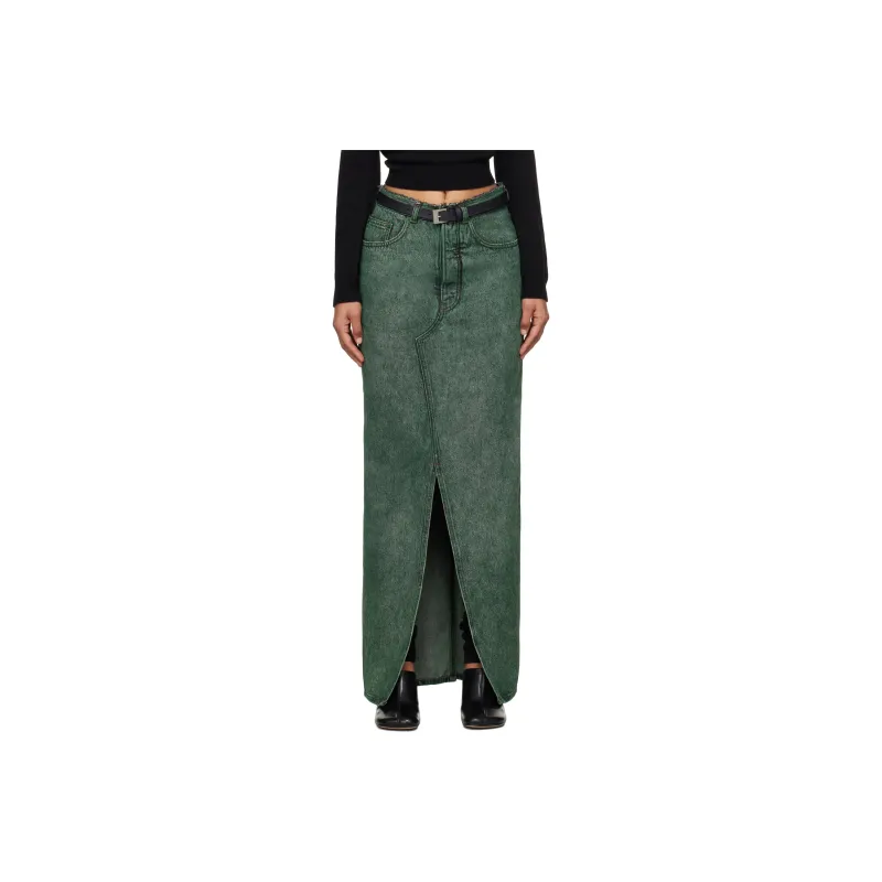 MM6 Maison Margiela Denim Long Skirt Women's Green-0