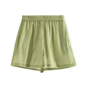 Initial Language Casual Shorts Women's Mustard Green