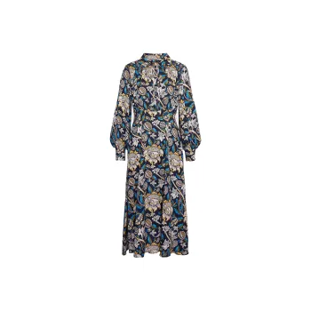 BARBOUR x William Morris Gallery Rendall FW24 Long-Sleeved Dresses Women's Beige Blue