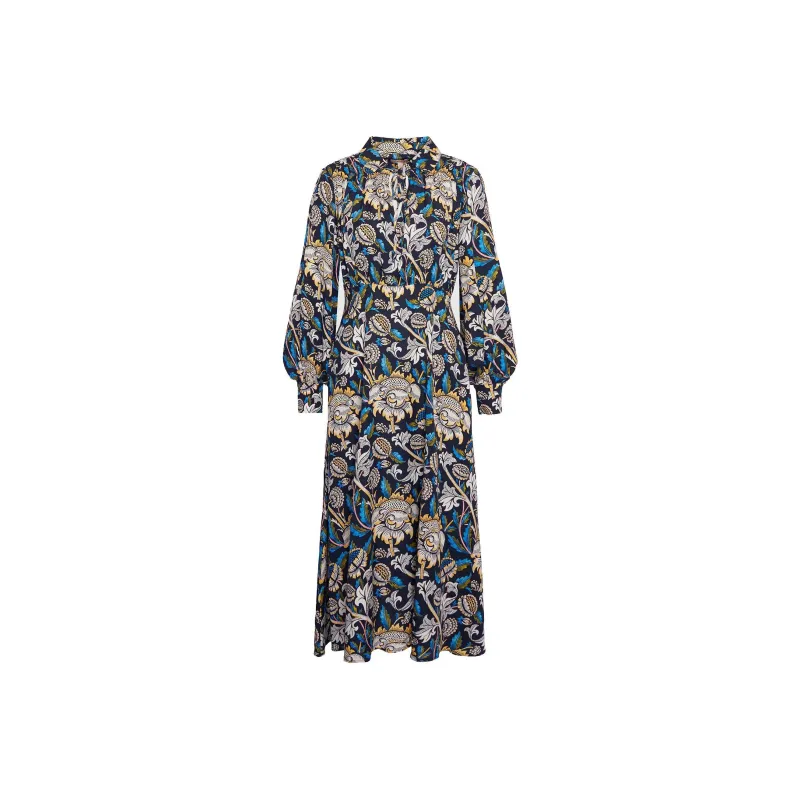 BARBOUR x William Morris Gallery Rendall FW24 Long-Sleeved Dresses Women's Beige Blue-0