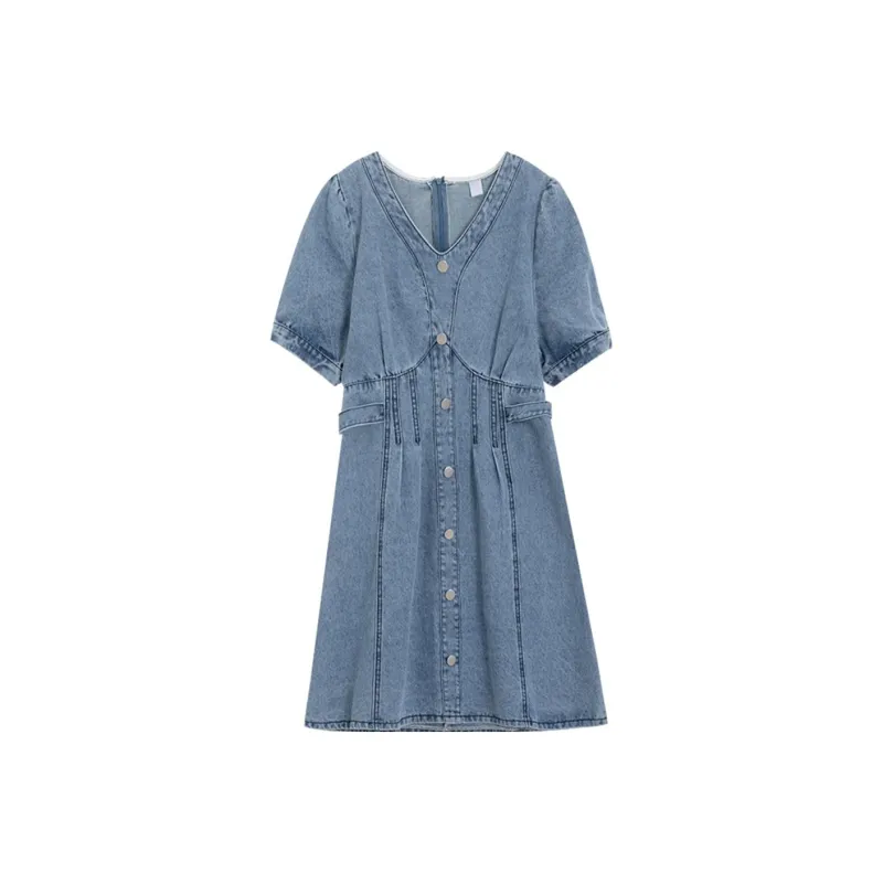 Gui'er Short-Sleeved Dresses Women's Blue-0