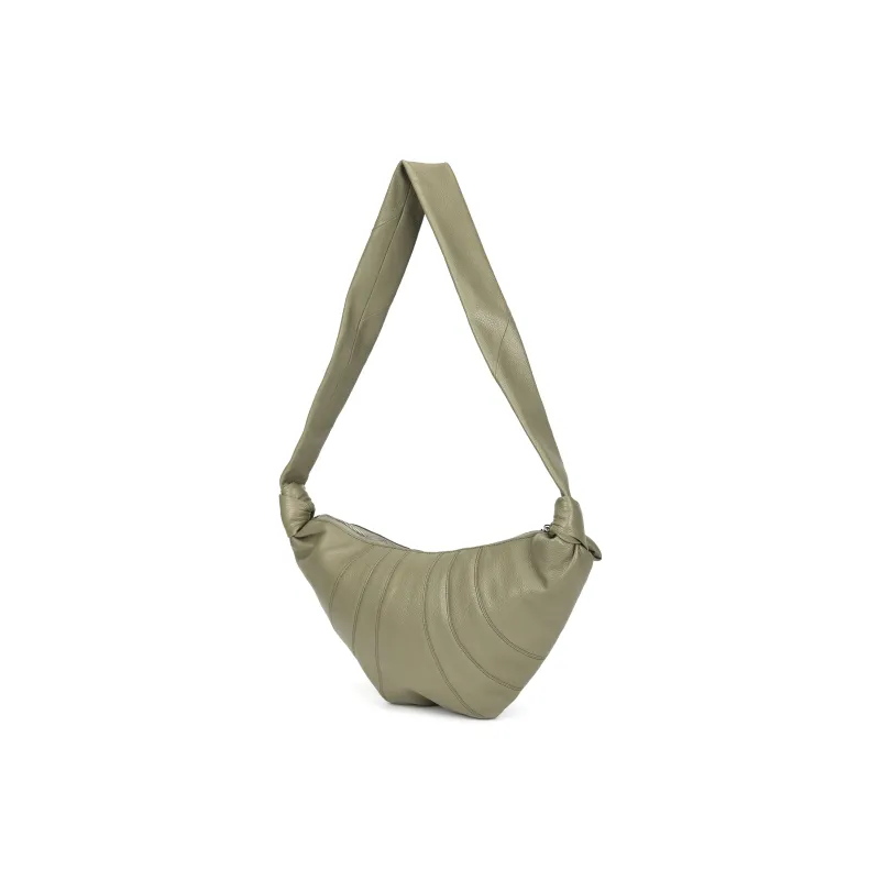 Lemaire Croissant Series Cow Leather Croissant Bag, Croissant Bag Shoulder Bag Medium Size Women's Gray Khaki-1