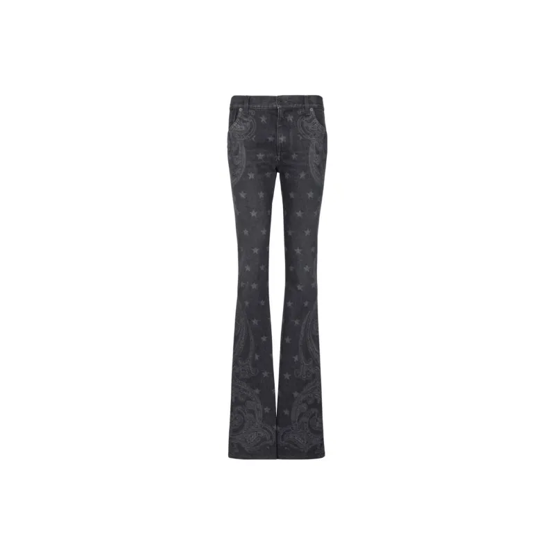 BALMAIN Star Paisley Print Denim Jeans-0