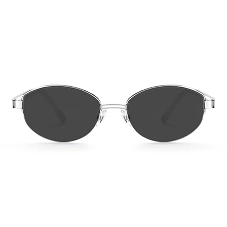 Morakot Plate Alloy Frame Oval Sunglasses Unisex-1