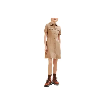 HERMES FW24 Short Sleeved Dress Women's Marble Beige