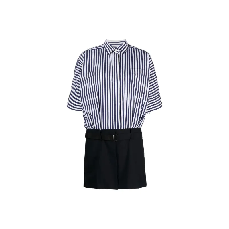 Sacai Striped panelled Shirt Dress-0