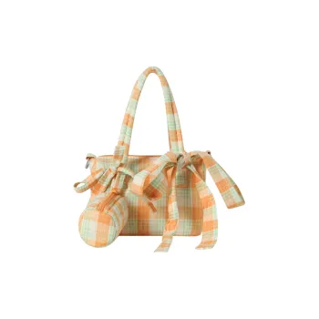 MostwantedLab Combed Cotton Shoulder Bag, Crossbody Bag, Handbag Women's Warm Orange/Mint Green