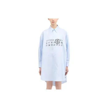 MM6 Maison Margiela Logo Printed Midi Shirt Dress