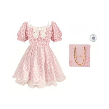 Cotton Shopping Short Sleeved Dress Women's Pink