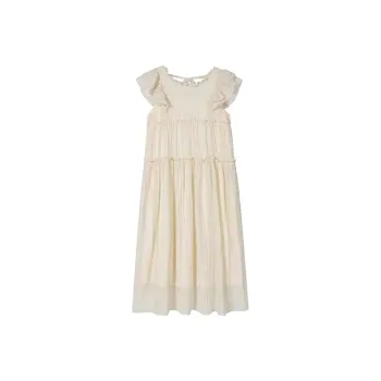 ETSE Short Sleeved Dresses Women's Apricot
