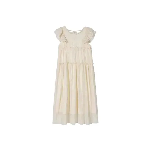 ETSE Short Sleeved Dresses Women's Apricot