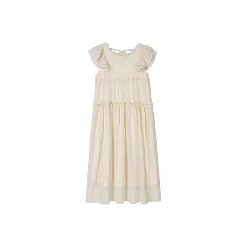 ETSE Short Sleeved Dresses Women's Apricot-0