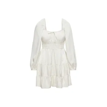 ARITZIA Sunday Best Martine Satin Longsleeve Dress Long-Sleeved Dresses Women's Light Birch/Light Birch
