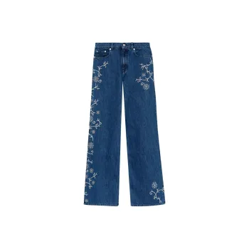 KENZO Floral Embroidered Wide Leg Jeans