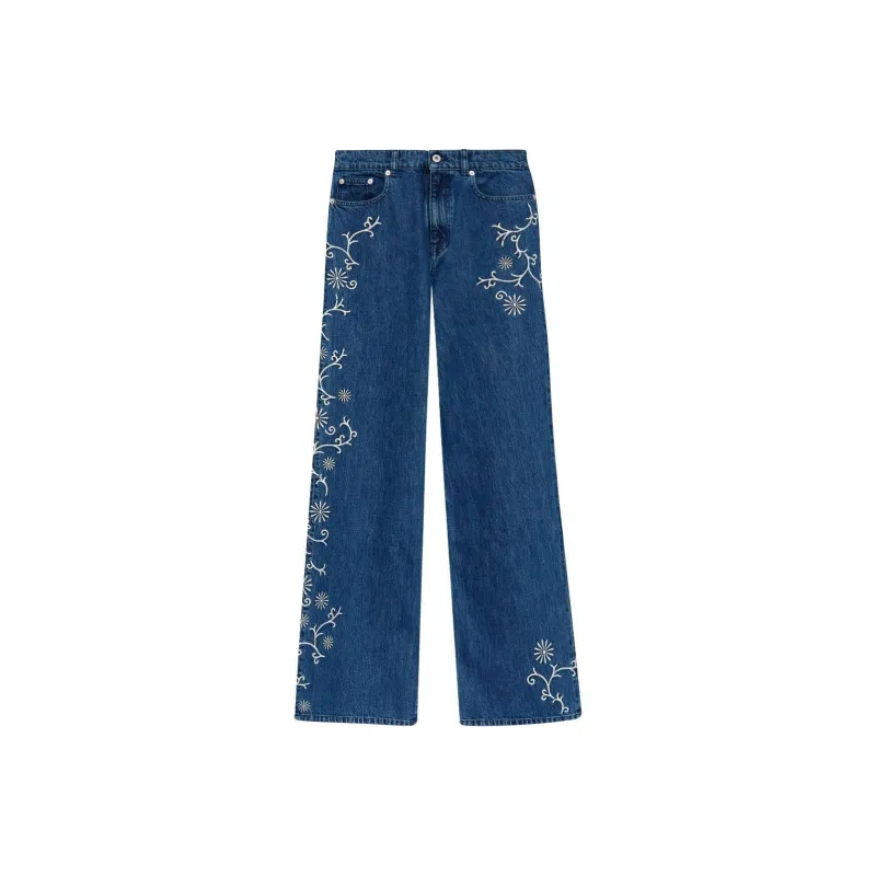 KENZO Floral Embroidered Wide Leg Jeans-0
