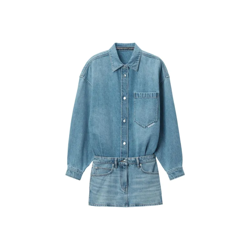 Alexander Wang Denim Mini Shirt Dress-0