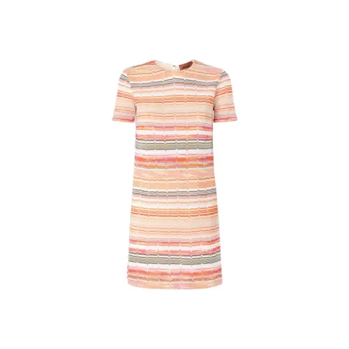 MISSONI Greek Zig Zag Lamé Short Sleeved Mini Dress