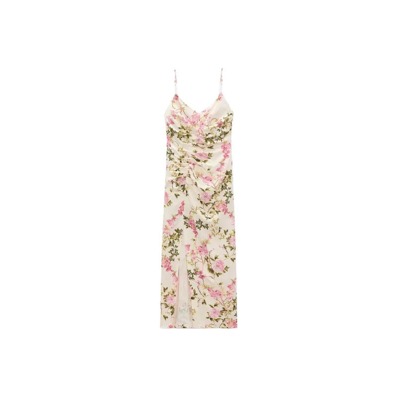 ZARA Slip Dress Women's Light Pink Red-0