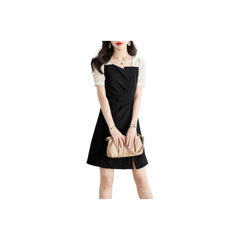 Still Quiet Short Sleeved Dresses Women's Navy Blue-0