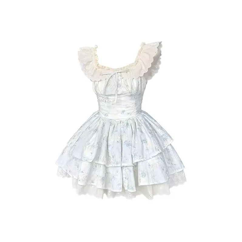 SYEEE WITH U Short Sleeved Dresses Women's Blue Dress-0