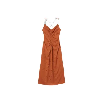 Sandro Rhinestone Dress Sleeveless Dress Women's Orange