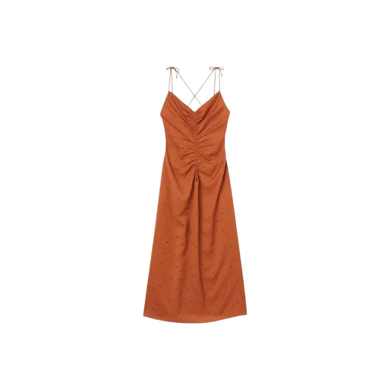 Sandro Rhinestone Dress Sleeveless Dress Women's Orange-0