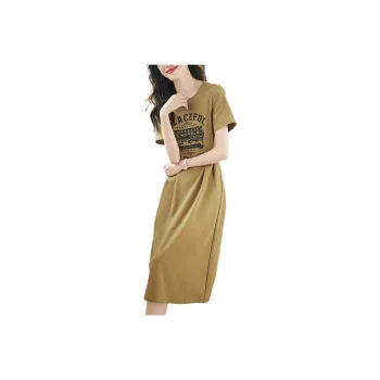 Mo Han Yi Mei Short-Sleeved Dresses Women's Mustard Yellow