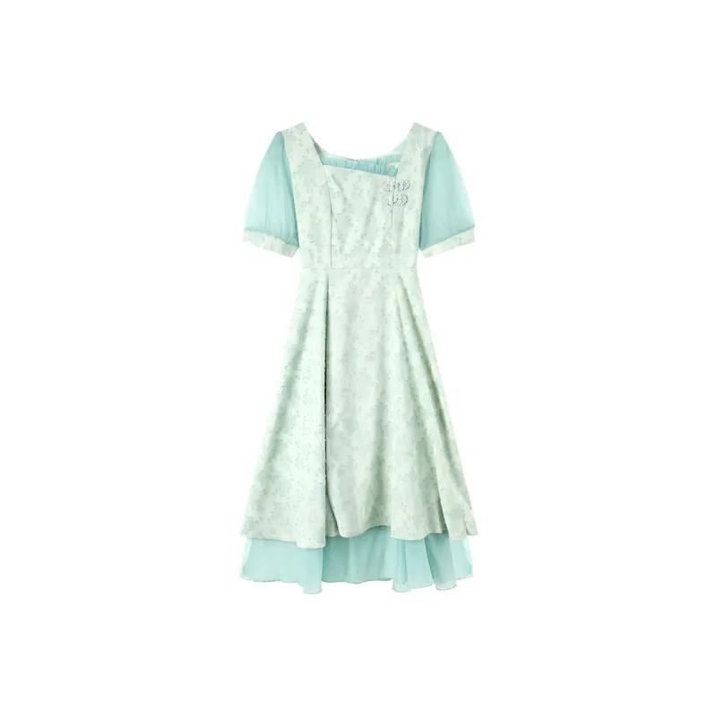 EIDOLON GRAIN Short Sleeved Dress Women's Light Green-0