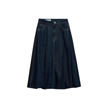 ZARA Trf Denim Long Skirts Women's Blue