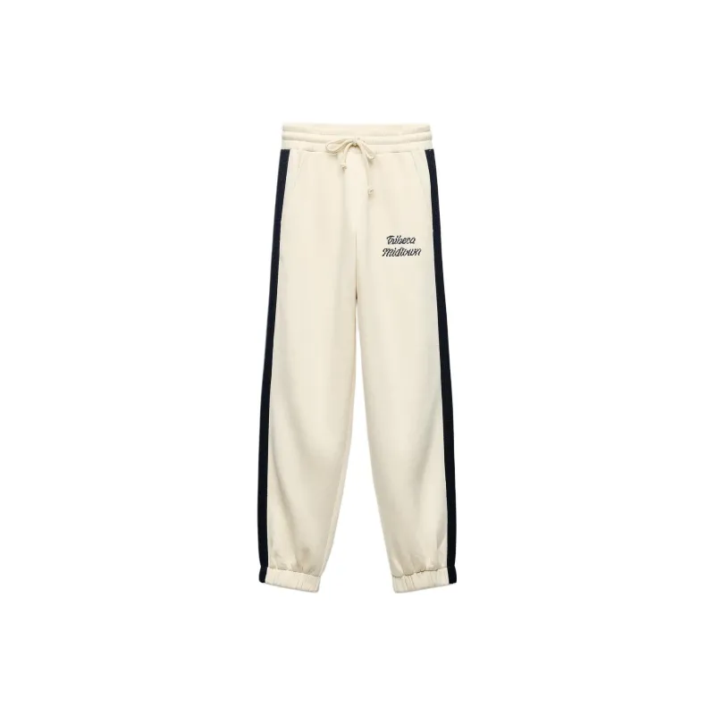 ZARA Knitted Sports Pants Women's Raw White-0