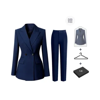 ONE SHALLOW Cool And Stylish Mature Woman Workplace Suit Women's Navy Blue