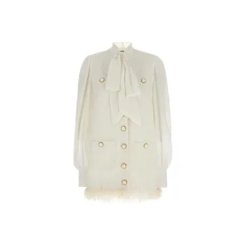 BALMAIN Lavalliere Collar Tweed Dress