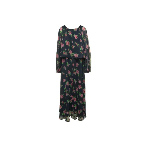 Rotate Flower Printed Chiffon Maxi Dress
