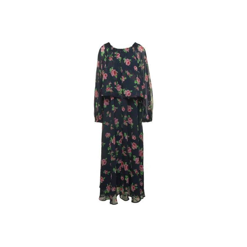 Rotate Flower Printed Chiffon Maxi Dress-0