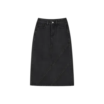 【dme】 Denim Long Skirts Women's Black Gray