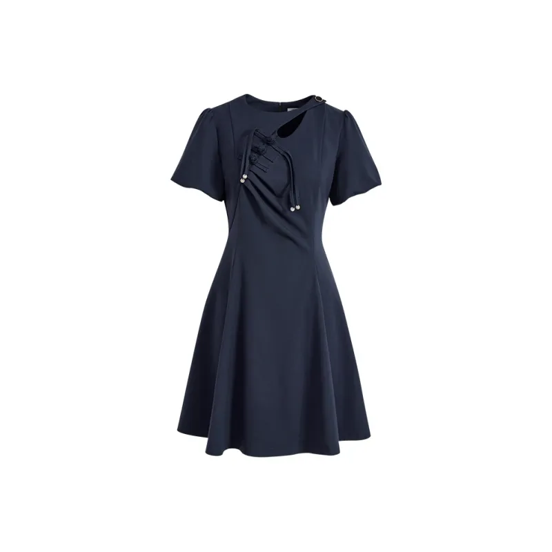 KUOSE SS24 Short Sleeved Dress Women's Navy Blue-0