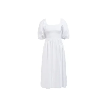 BARBOUR Areca Midi Dress Short-Sleeved Dresses Women's White