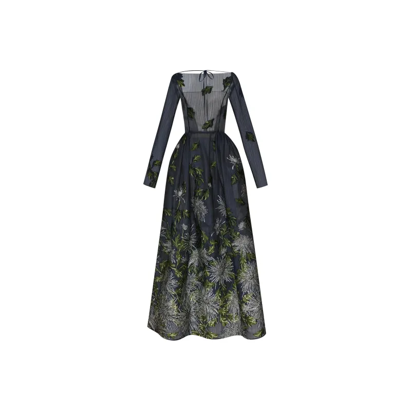 Oscar De La Renta Chrysanthemum Fil-coupé Gown-0