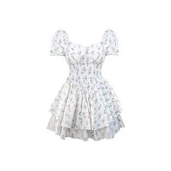 CANTALOVE Short Sleeved Dress Women's White Floral